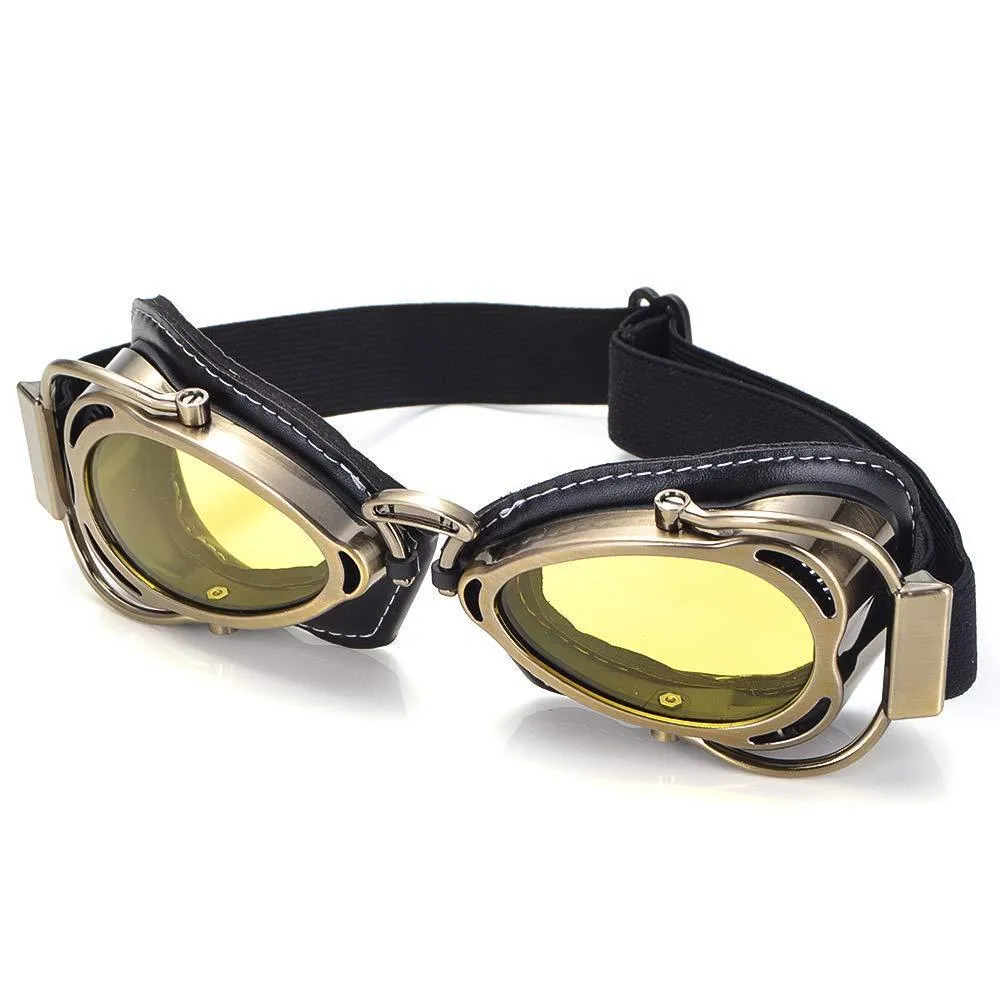 Motorcycle wind-proof glasses with full rim frame, PU material, and REVO reflective lenses, available in multiple colours