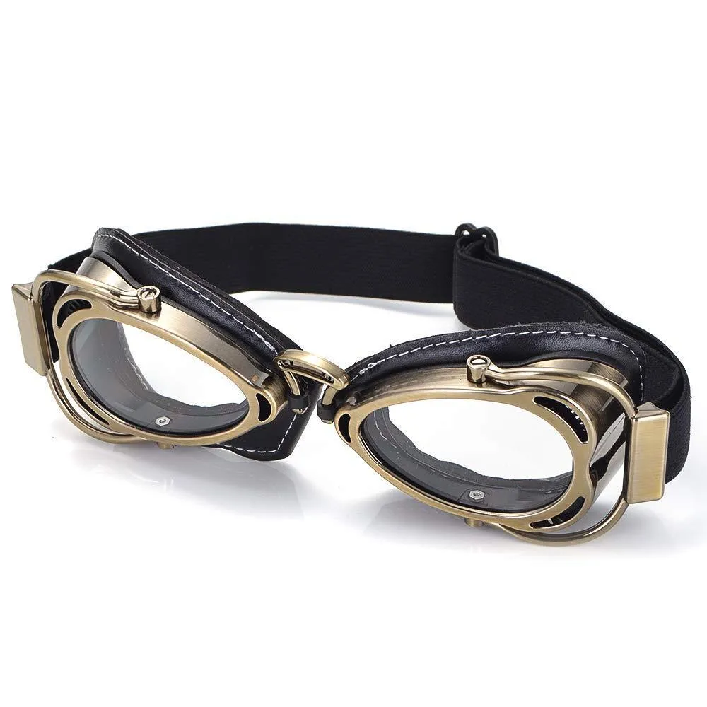 Motorcycle wind-proof glasses with full rim frame, PU material, and REVO reflective lenses, available in multiple colours