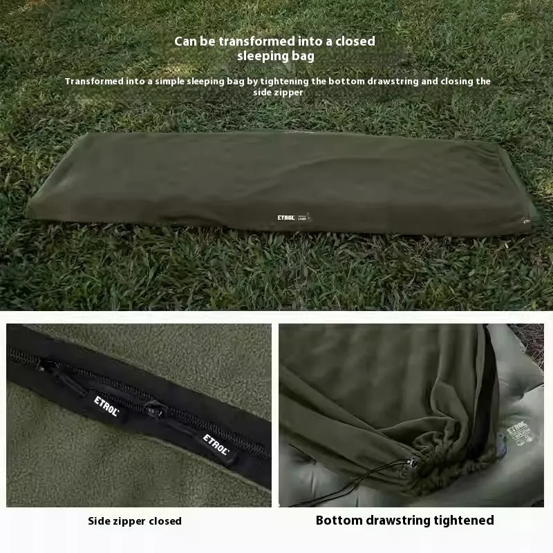 Green multifunctional fleece thermal blanket camping sleeping bag wearable cloak for 1 person