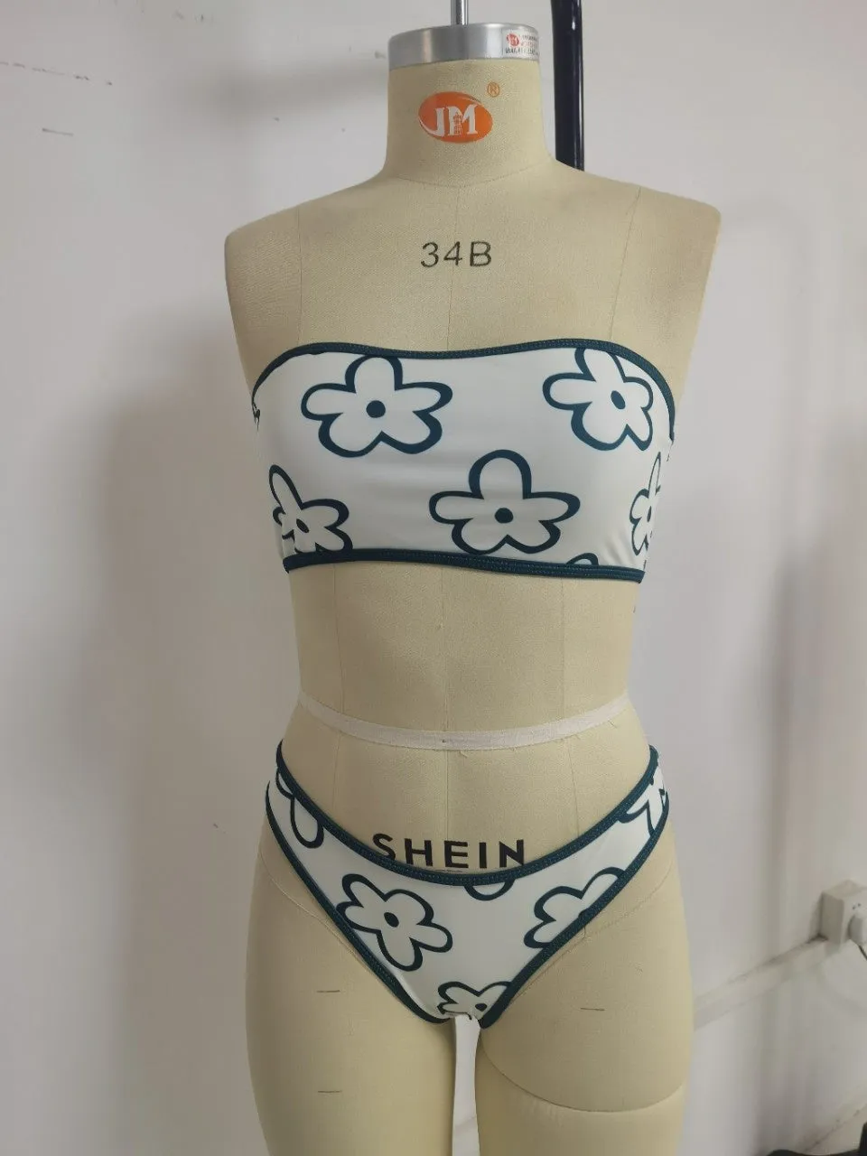 Women's ocean green bikini set with split briefs two piece swimsuit on white background