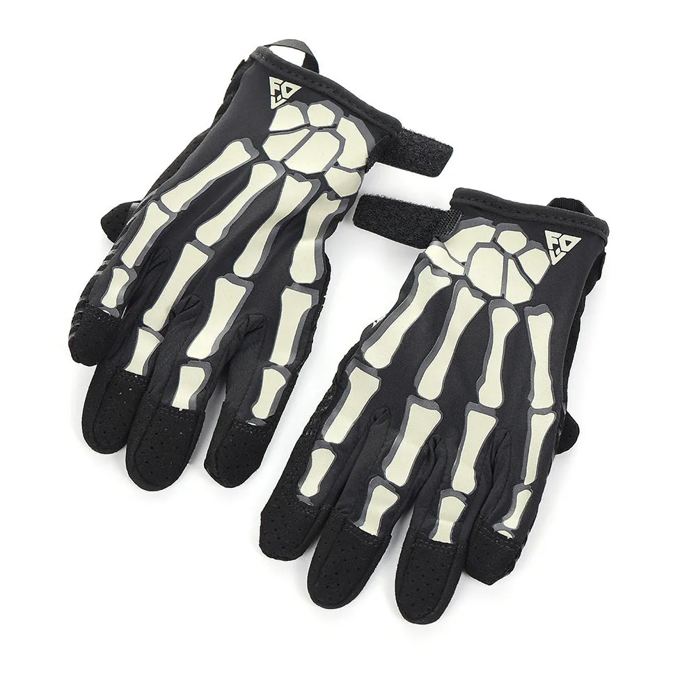 Skull luminous outdoor non-slip full finger touch screen riding gloves in khaki luminous colour