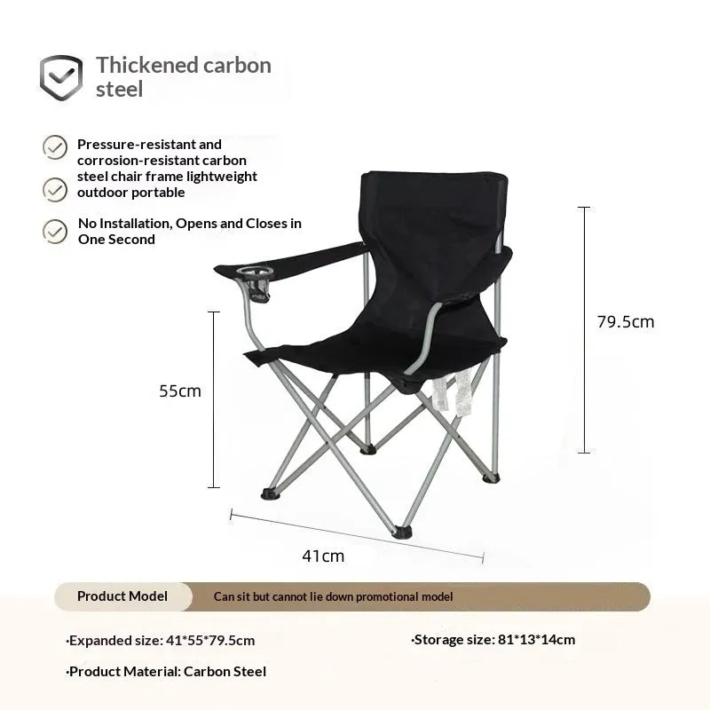Portable folding recliner chair in beige for outdoor and office use, folded for storage