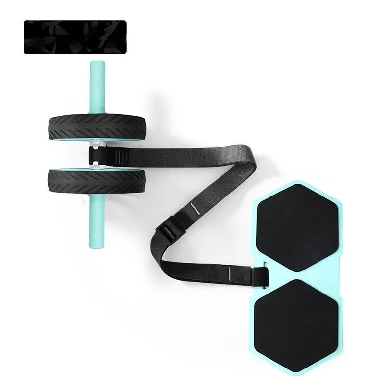 Abdominal wheel with automatic rebound in macaron pink and green colours for home fitness