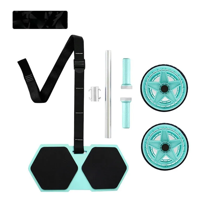 Abdominal wheel with automatic rebound in macaron pink and green colours for home fitness