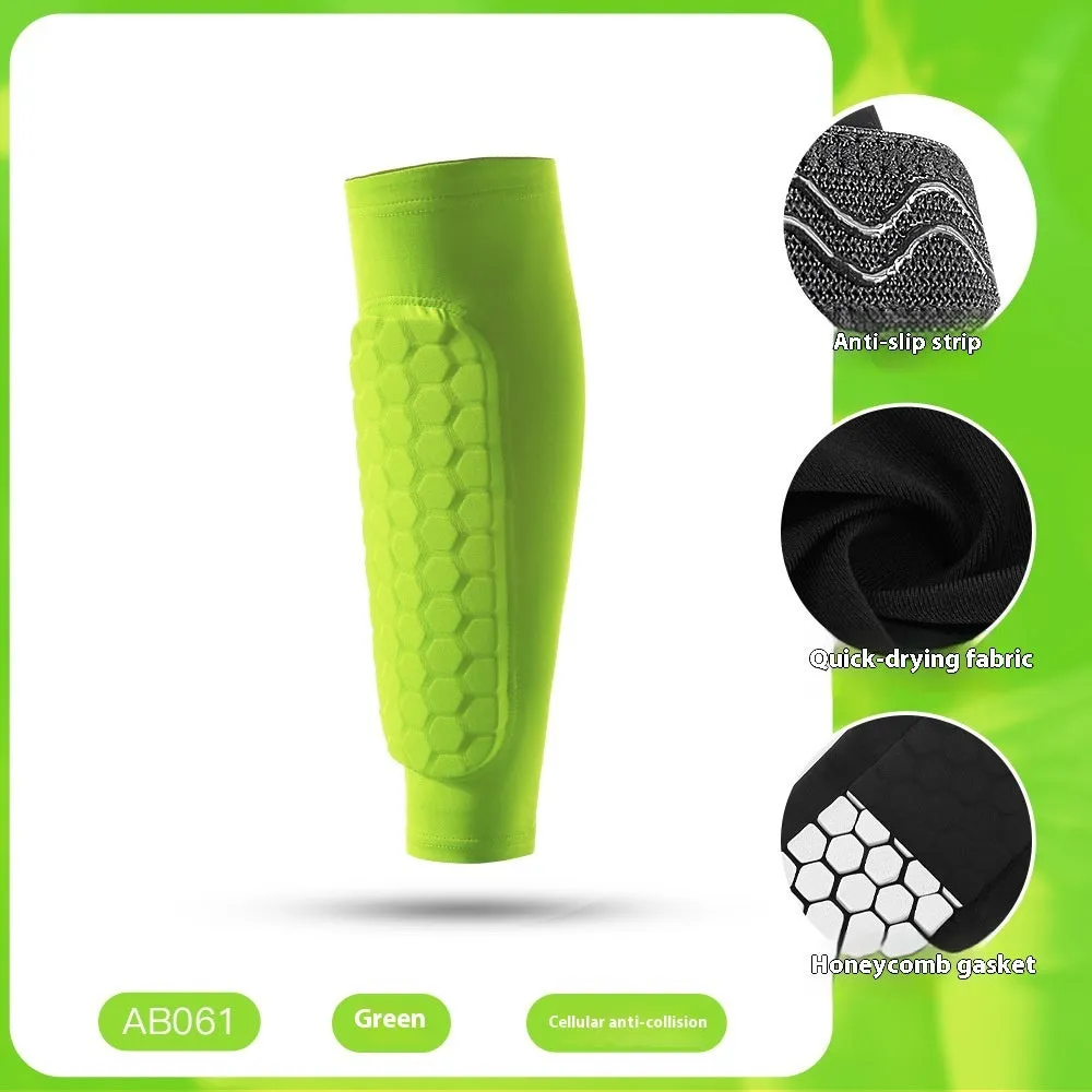 Outdoor sports honeycomb anti-collision leg protector in black polyester fibre, sizes M L XL