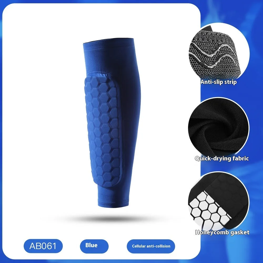Outdoor sports honeycomb anti-collision leg protector in black polyester fibre, sizes M L XL
