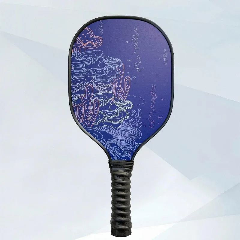 Wooden pickleball paddle racket 400x192x11mm in Starry Night Ancient Town design