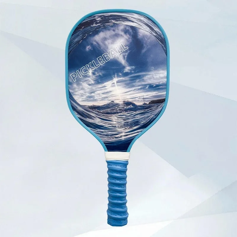 Wooden pickleball paddle racket 400x192x11mm in Starry Night Ancient Town design