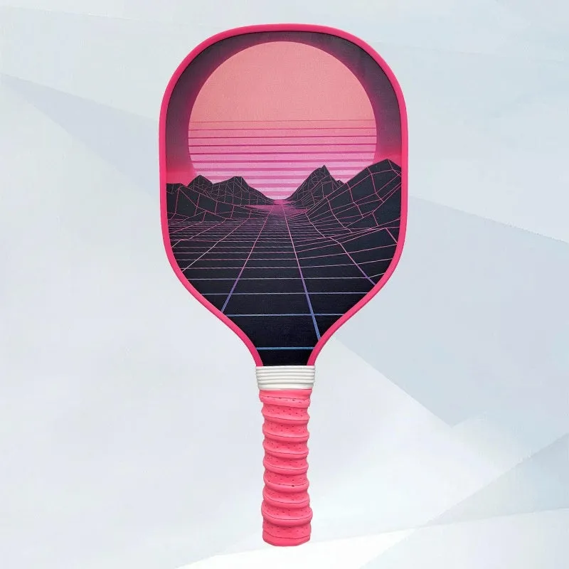 Wooden pickleball paddle racket 400x192x11mm in Starry Night Ancient Town design