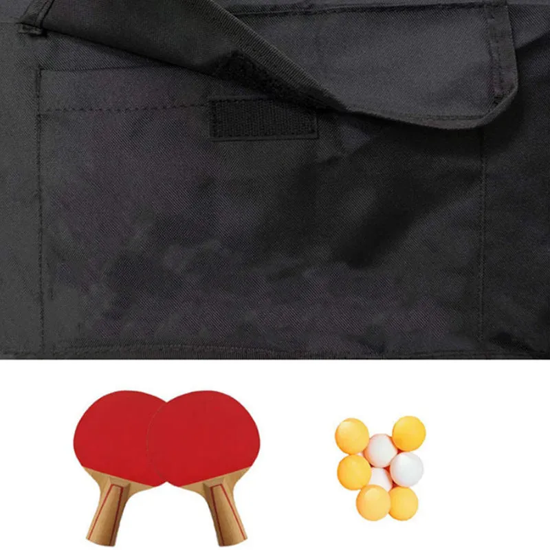 Black polyester table tennis table cover sized 280x152x76cm for outdoor dust and waterproof protection