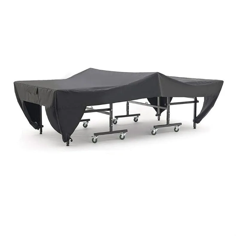 Black polyester table tennis table cover sized 280x152x76cm for outdoor dust and waterproof protection