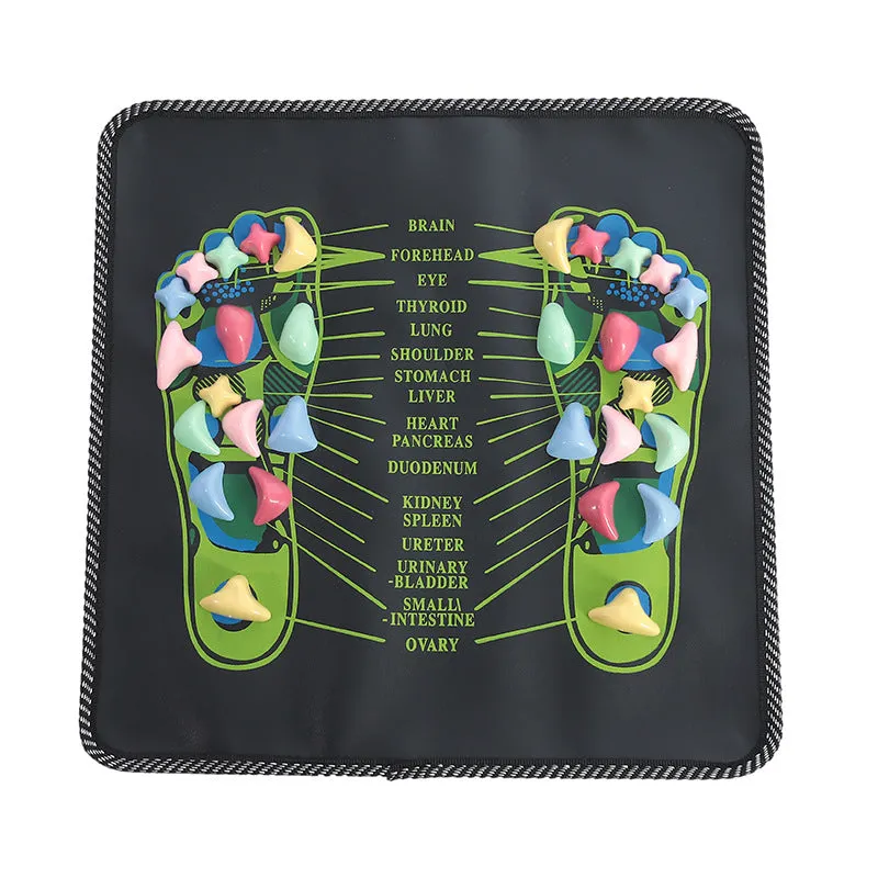 Health Path Cobblestone Foot Massage Mat 35x35cm PVC with English text on a floor indoors