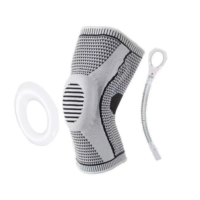 Breathable polyester riding knee pads with spring compression straps four-season style