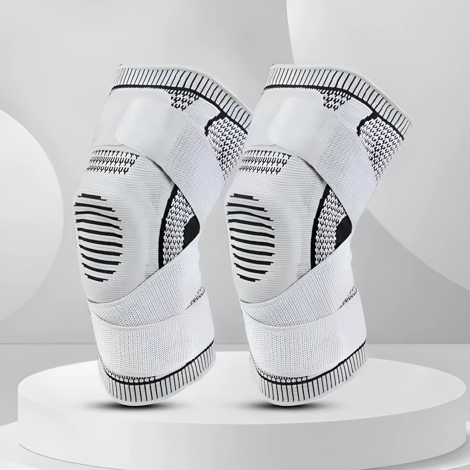 Breathable polyester riding knee pads with spring compression straps four-season style