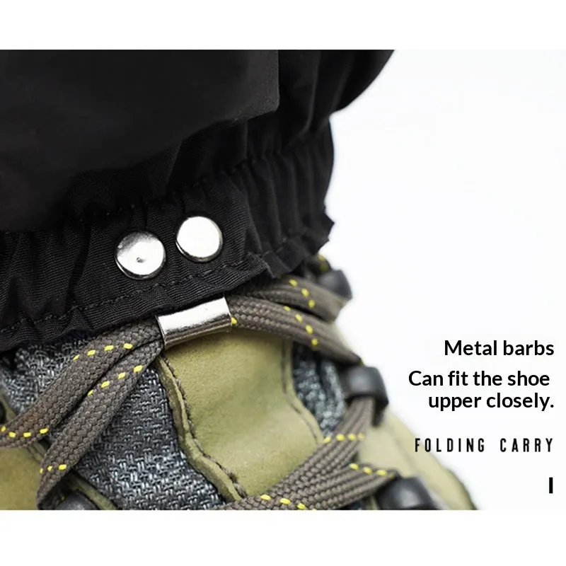 Unisex black 210D Oxford fabric gaiters for skiing and hiking leg protection with LOGO option