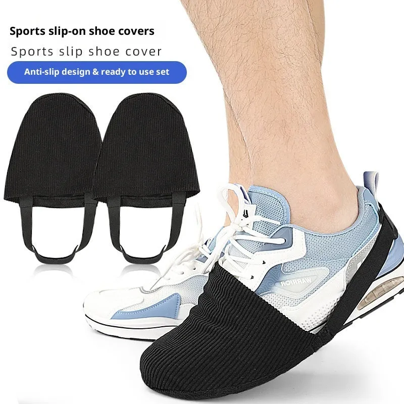 Black bowling shoe cover average size made from polyester PU and flannel for indoor sports use