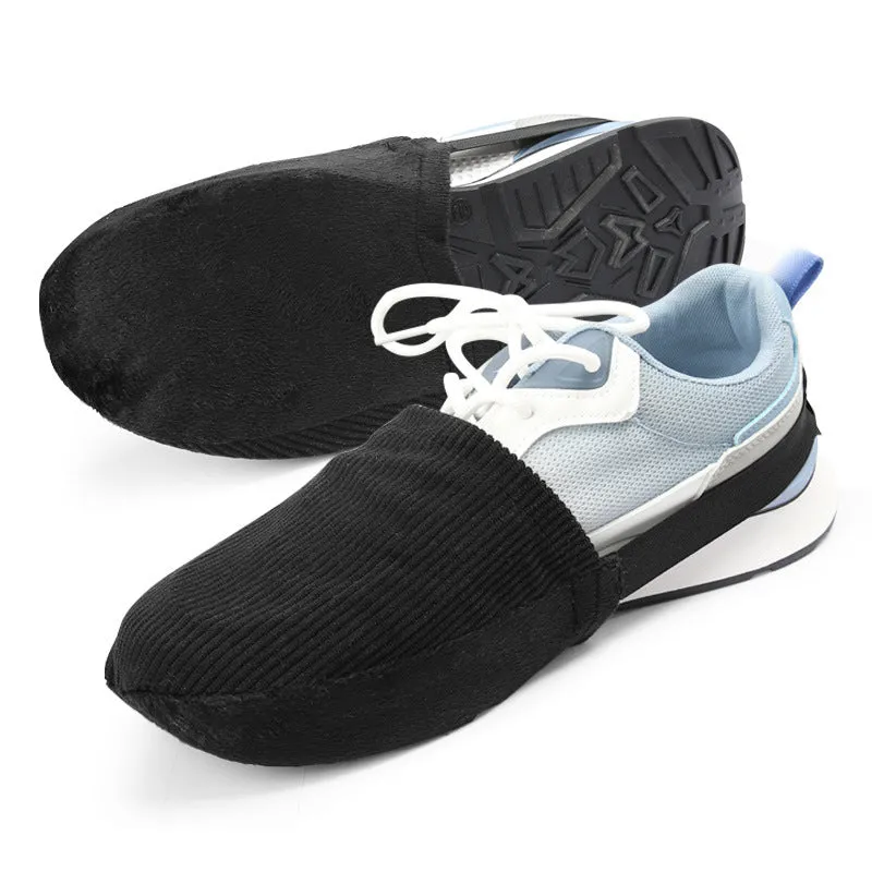 Black bowling shoe cover average size made from polyester PU and flannel for indoor sports use