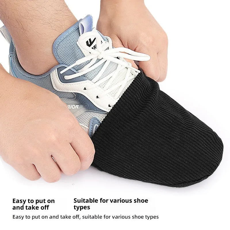 Black bowling shoe cover average size made from polyester PU and flannel for indoor sports use