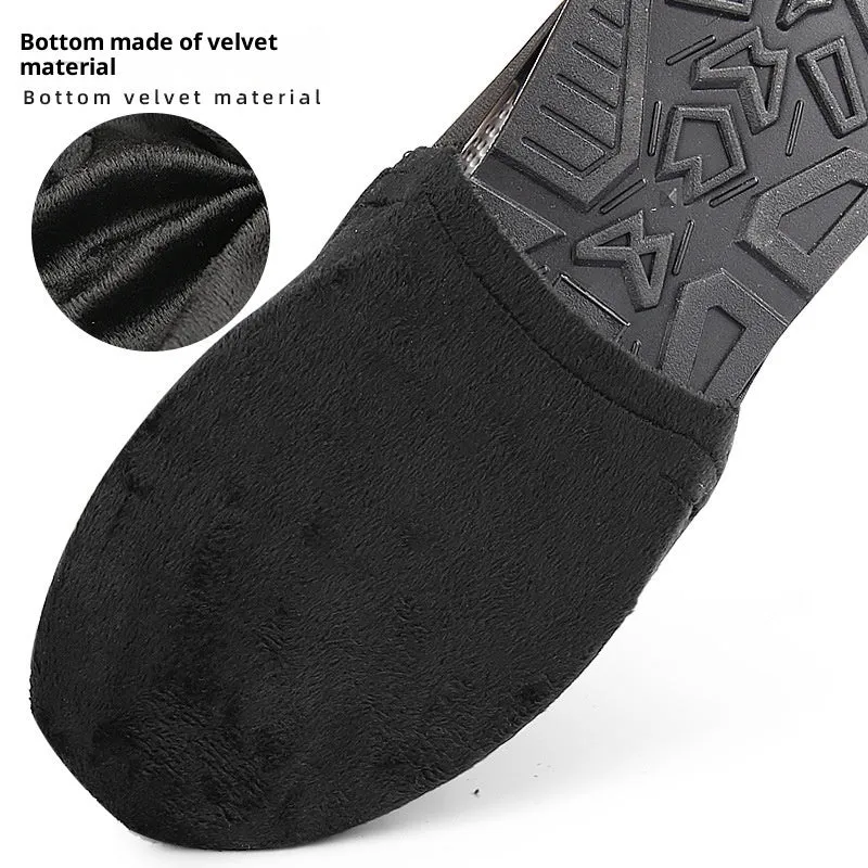 Black bowling shoe cover average size made from polyester PU and flannel for indoor sports use