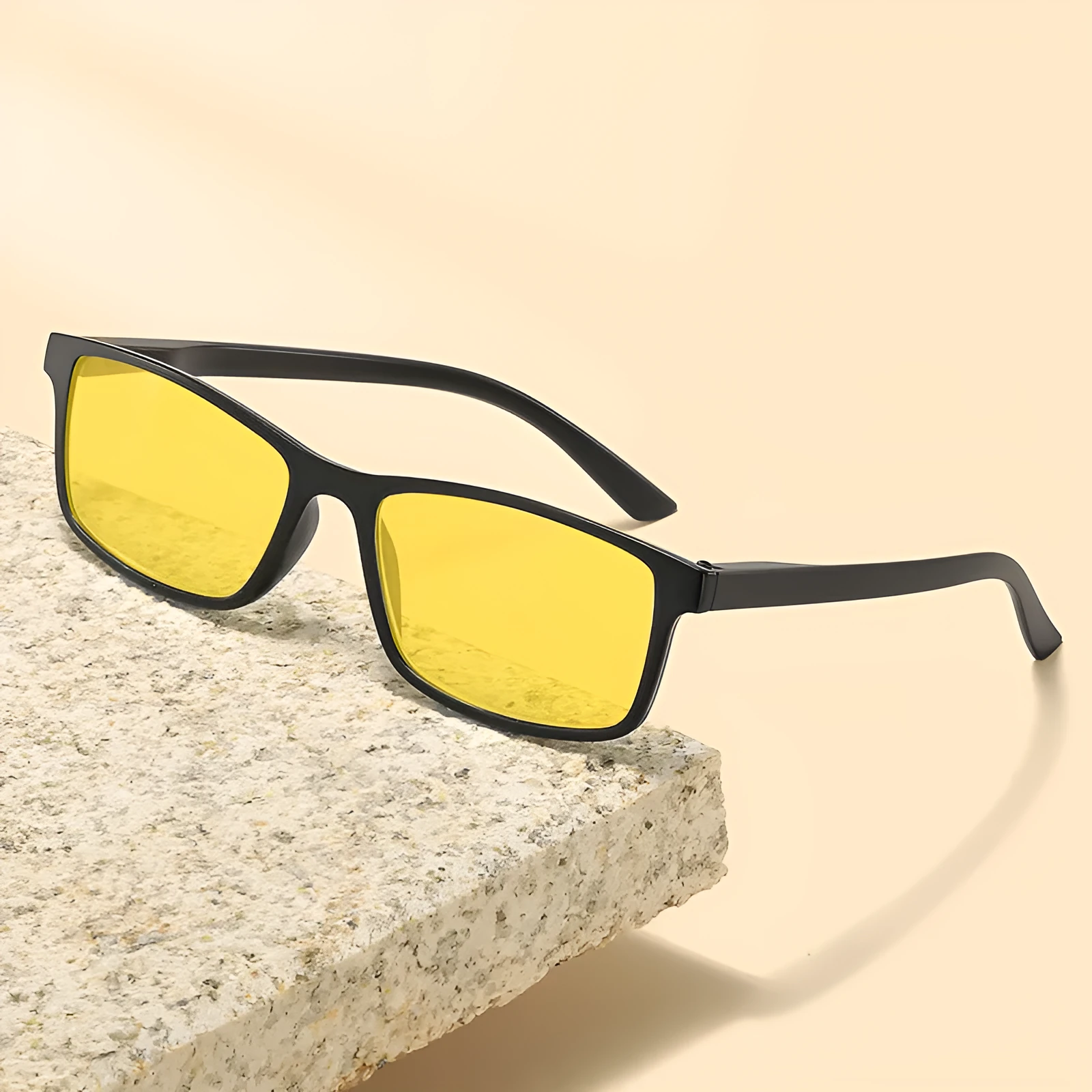 HD night vision anti-blue light glasses with PC frame in black for driving