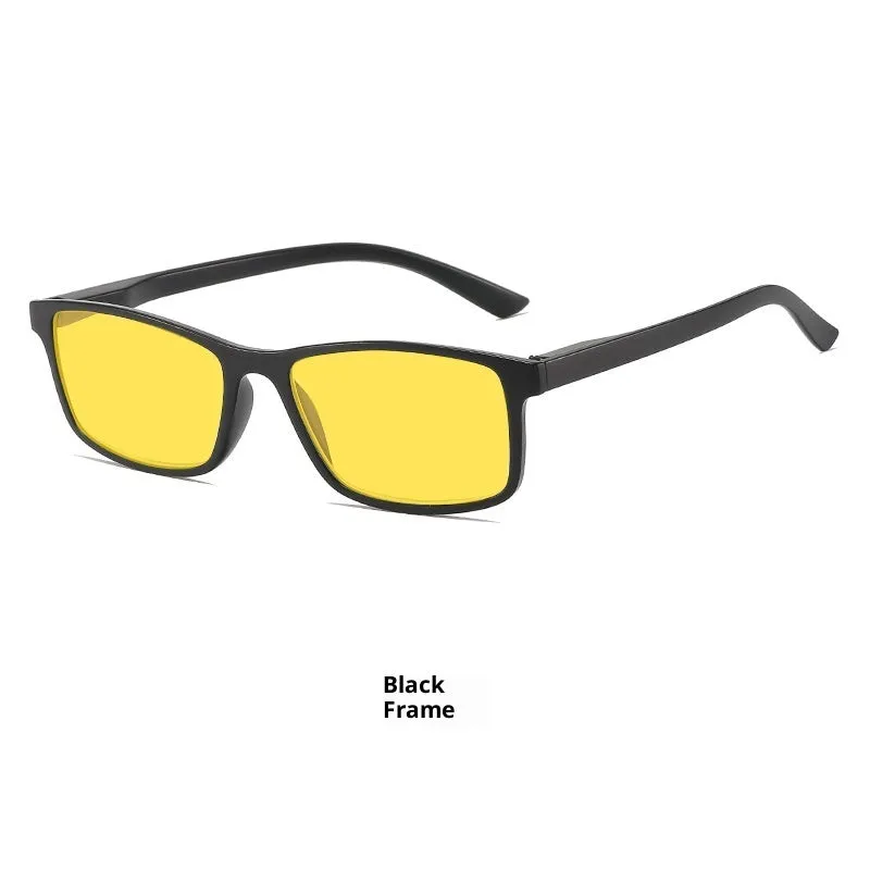 HD night vision anti-blue light glasses with PC frame in black for driving