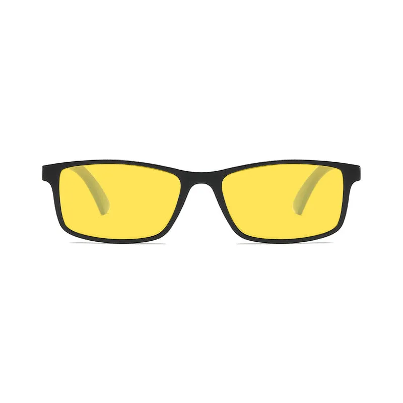 HD night vision anti-blue light glasses with PC frame in black for driving