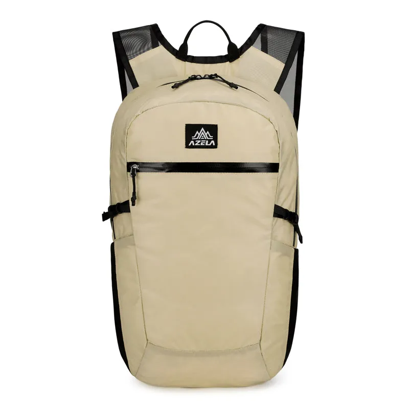 AZELA lightweight lime green backpack with multiple pockets and breathable mesh straps for outdoor travel and daily use