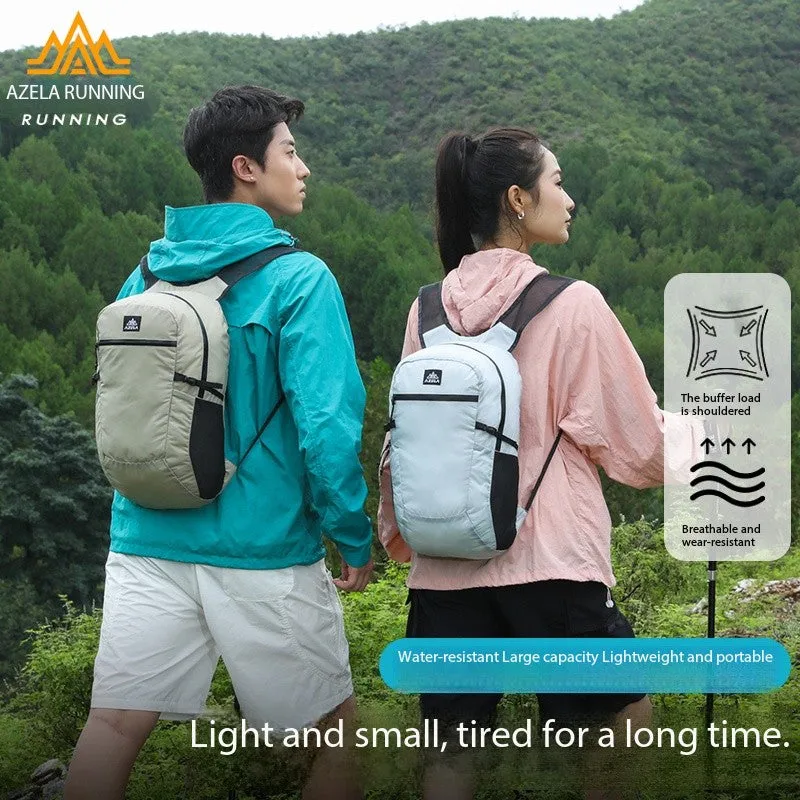AZELA lightweight lime green backpack with multiple pockets and breathable mesh straps for outdoor travel and daily use