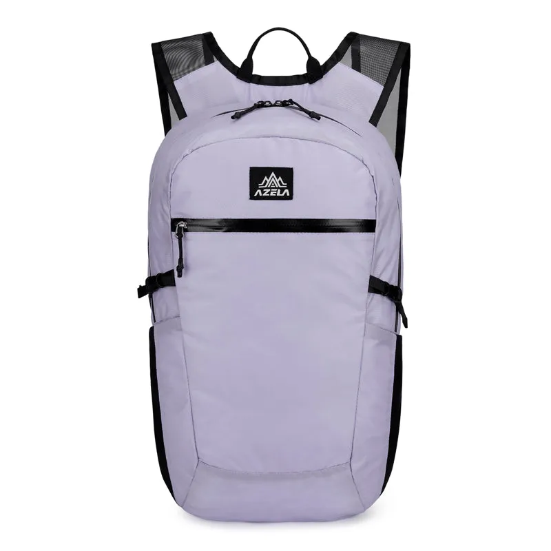 AZELA lightweight lime green backpack with multiple pockets and breathable mesh straps for outdoor travel and daily use