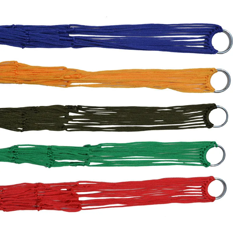 Outdoor Supplies 9-strand nylon rope hammock in red colour, portable design for camping or garden use