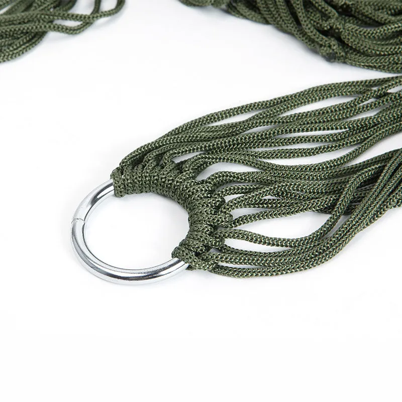 Outdoor Supplies 9-strand nylon rope hammock in red colour, portable design for camping or garden use
