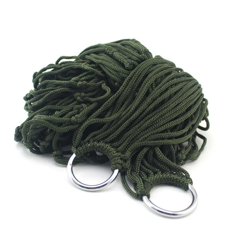 Outdoor Supplies 9-strand nylon rope hammock in red colour, portable design for camping or garden use