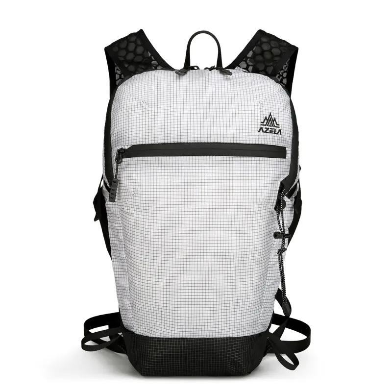 AZELA Grid Pattern Lightweight Hiking Backpack in black with breathable mesh back panel
