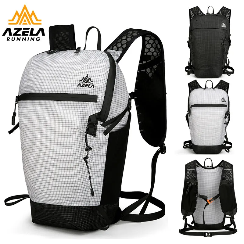 AZELA Grid Pattern Lightweight Hiking Backpack in black with breathable mesh back panel