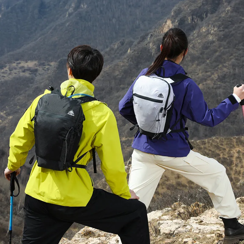 AZELA Grid Pattern Lightweight Hiking Backpack in black with breathable mesh back panel