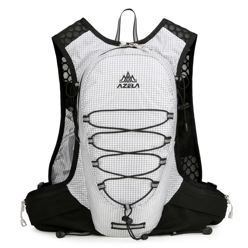 AZELA grid pattern breathable mesh running backpack in black, lightweight hydration pack for trail running and hiking
