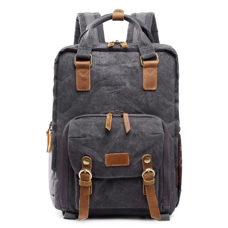 Canvas SLR digital backpack in khaki with waterproof and anti-seismic protection for home storage