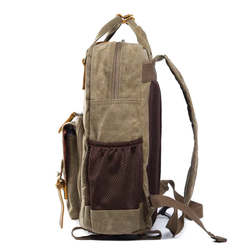 Canvas SLR digital backpack in khaki with waterproof and anti-seismic protection for home storage