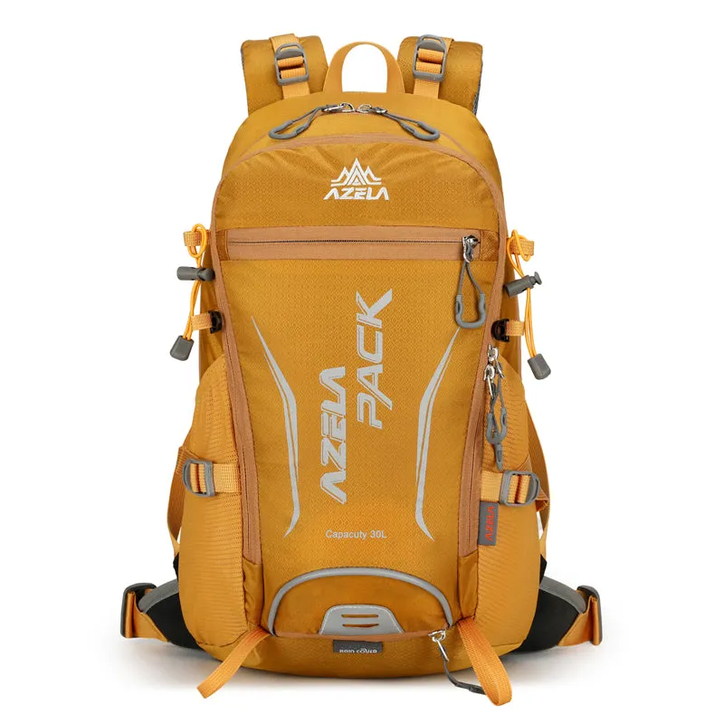 AZELA 30L orange hiking backpack with durable fabric and multiple compartments