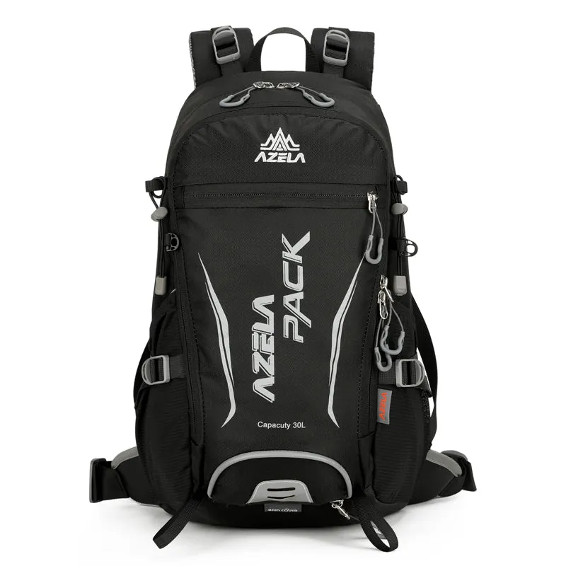 AZELA 30L orange hiking backpack with durable fabric and multiple compartments