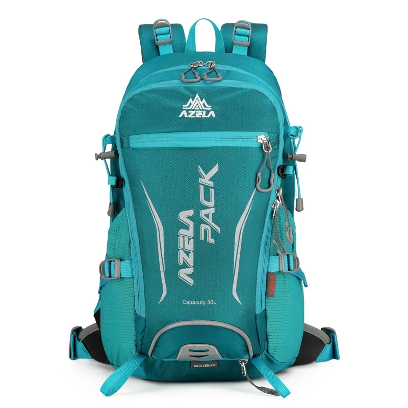 AZELA 30L orange hiking backpack with durable fabric and multiple compartments