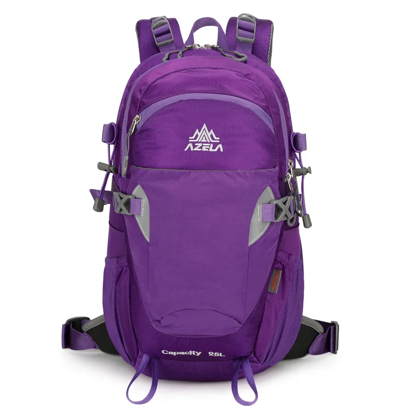 AZELA Gray Hiking Backpack with adjustable straps, available in 25L or 35L for outdoor use