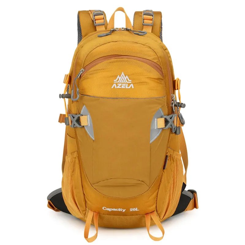 AZELA Gray Hiking Backpack with adjustable straps, available in 25L or 35L for outdoor use