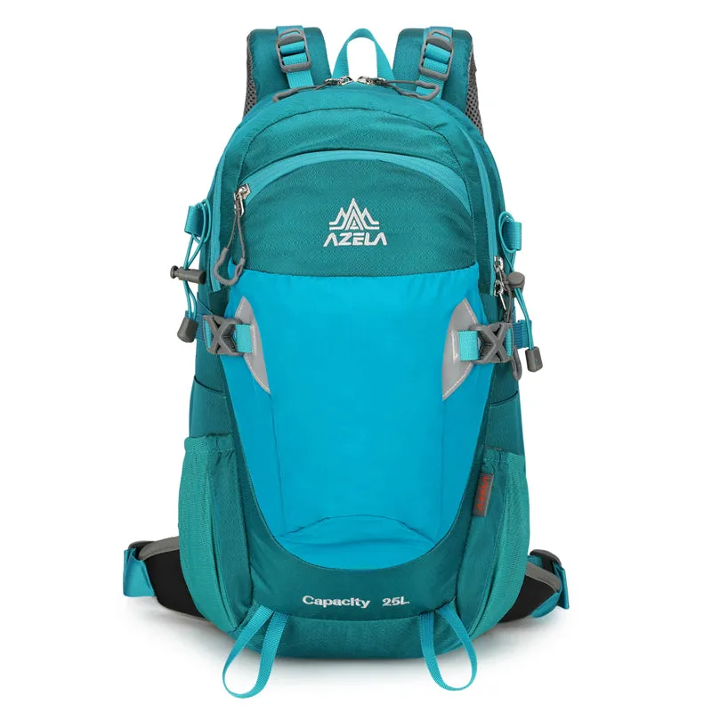 AZELA Gray Hiking Backpack with adjustable straps, available in 25L or 35L for outdoor use