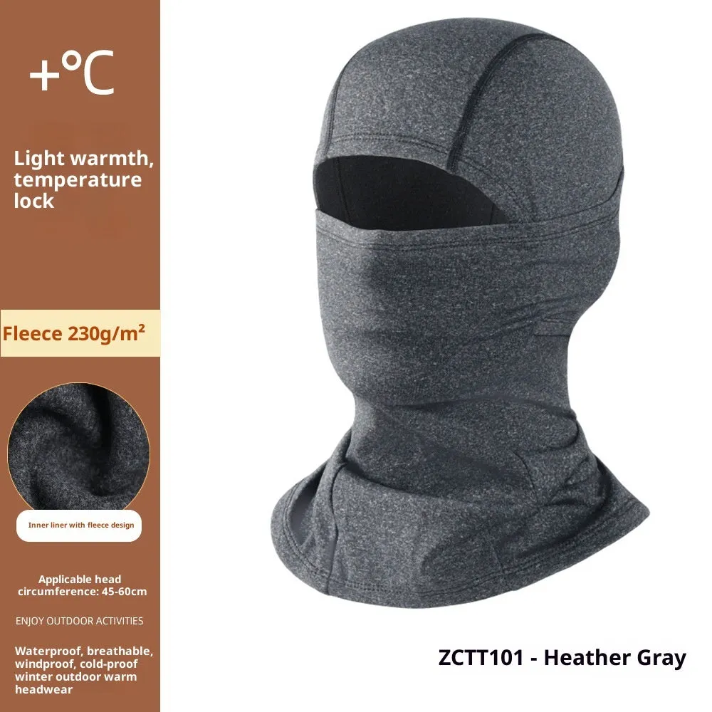 Riding cold-proof windproof outdoor fleece-lined thermal face care ski mask in black for men and women