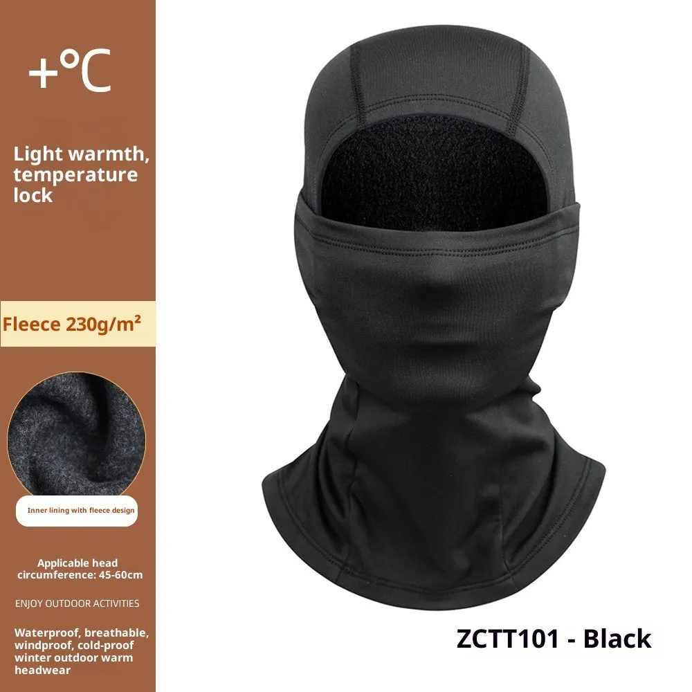 Riding cold-proof windproof outdoor fleece-lined thermal face care ski mask in black for men and women