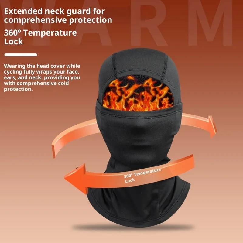 Riding cold-proof windproof outdoor fleece-lined thermal face care ski mask in black for men and women