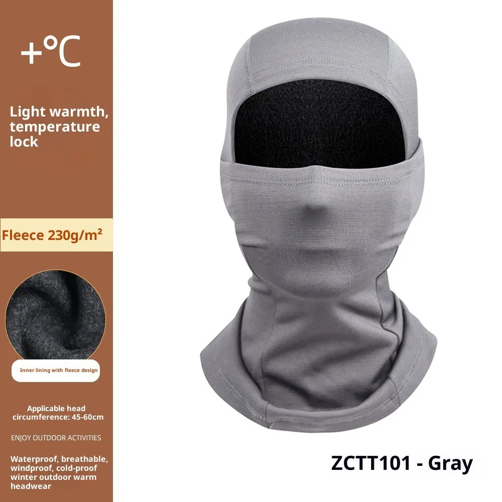 Riding cold-proof windproof outdoor fleece-lined thermal face care ski mask in black for men and women