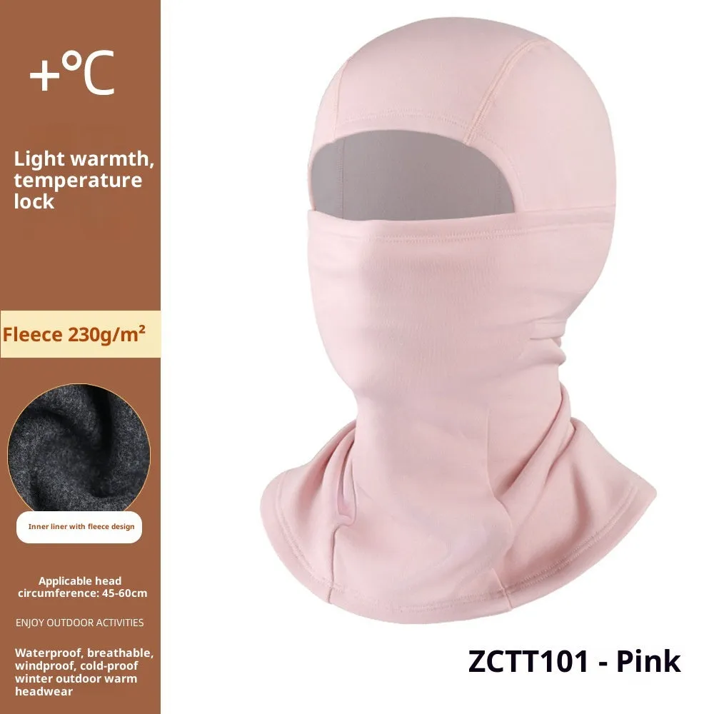 Riding cold-proof windproof outdoor fleece-lined thermal face care ski mask in black for men and women