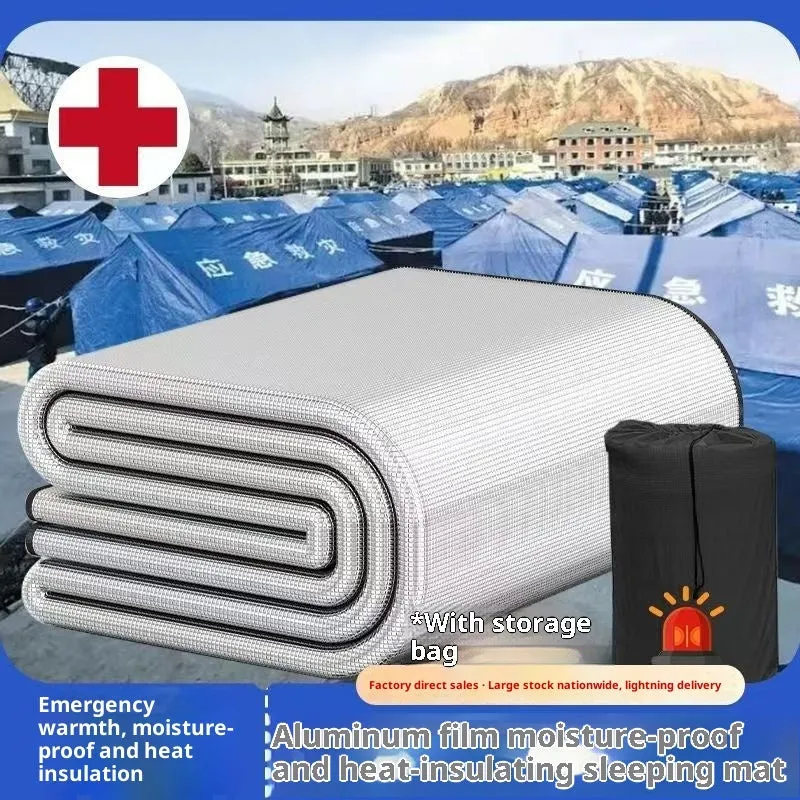 8mm thick pearl cotton explosion-proof camping mat in 200x200cm size on grass with tent background